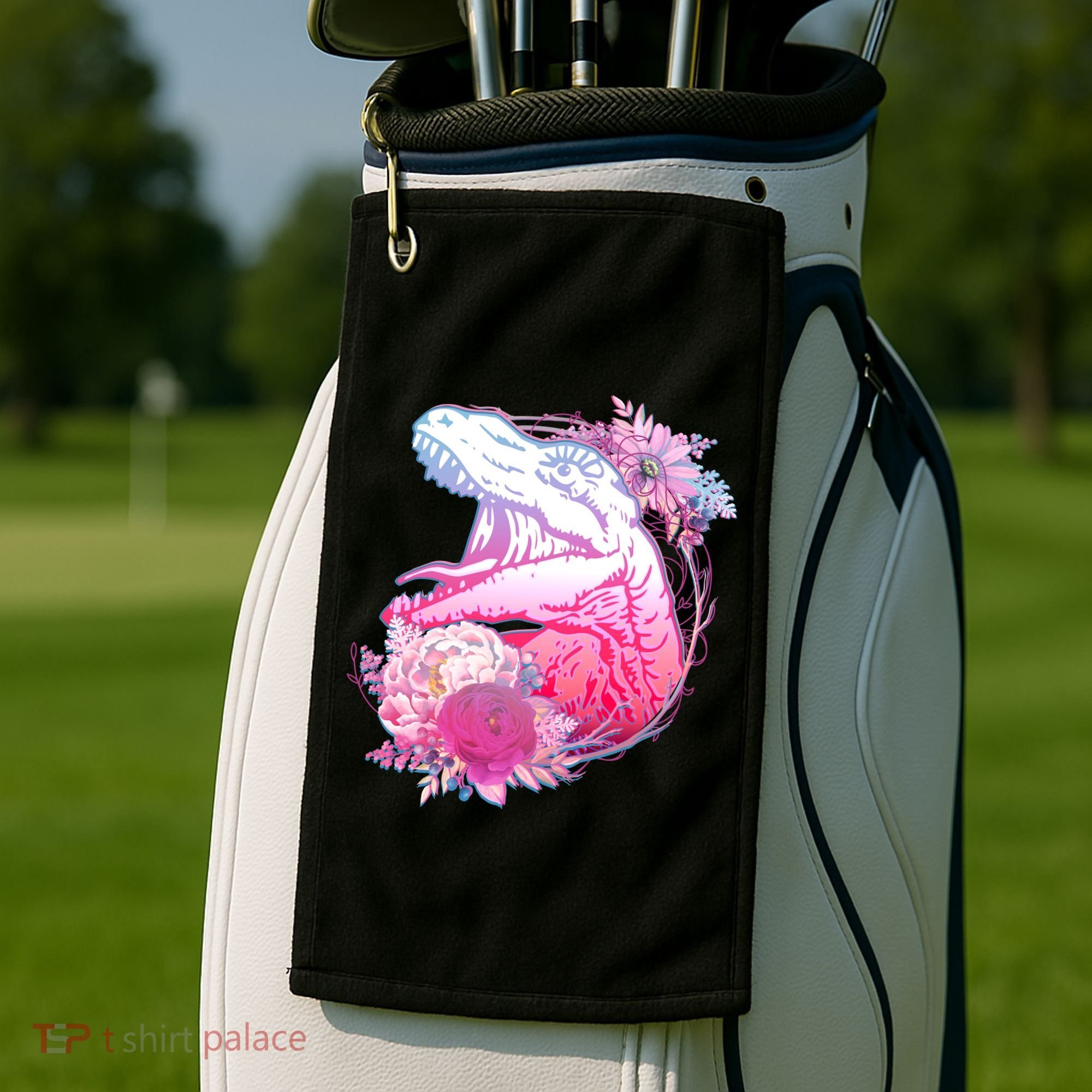 Floral T-Rex Golf Towel