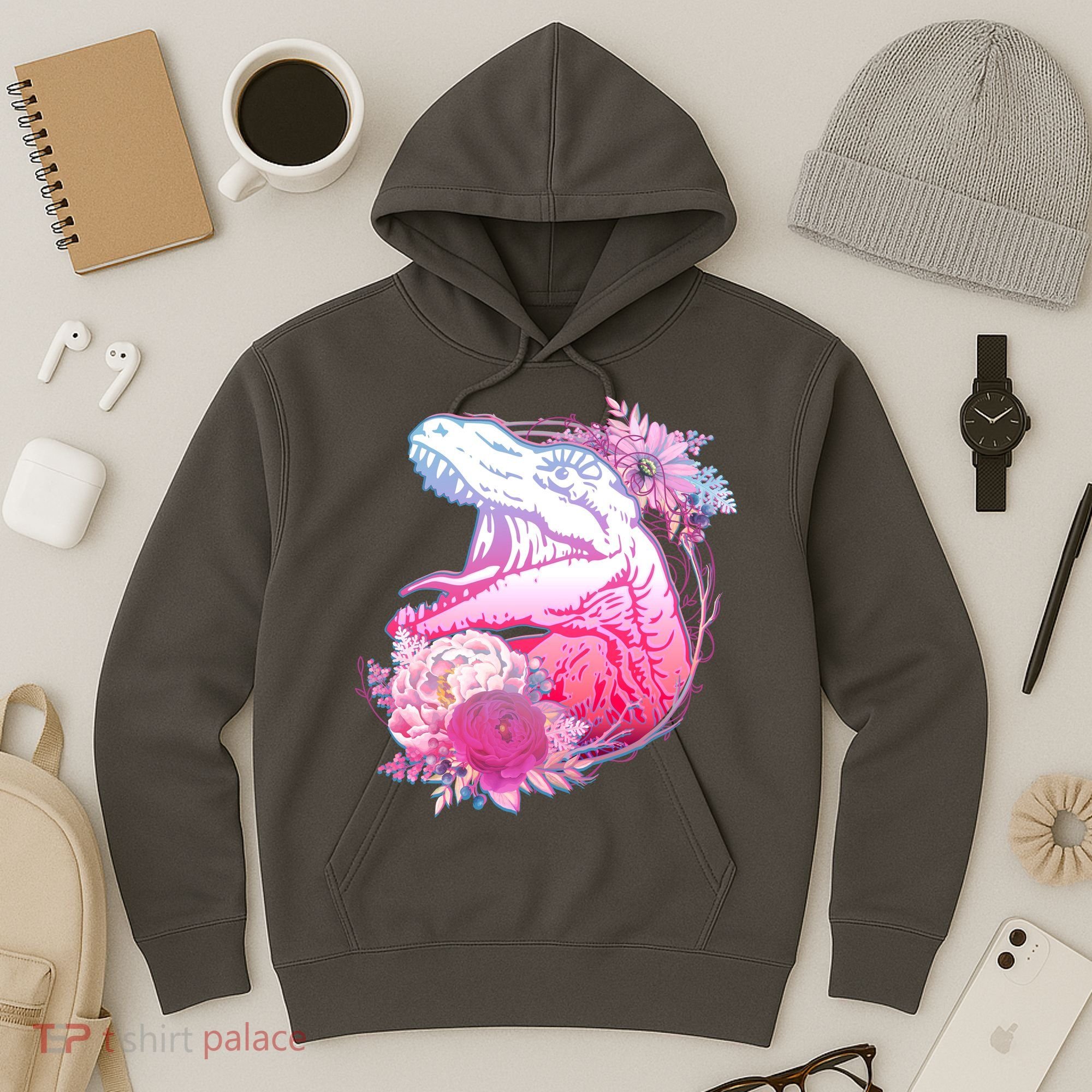 Floral T-Rex Hoodie