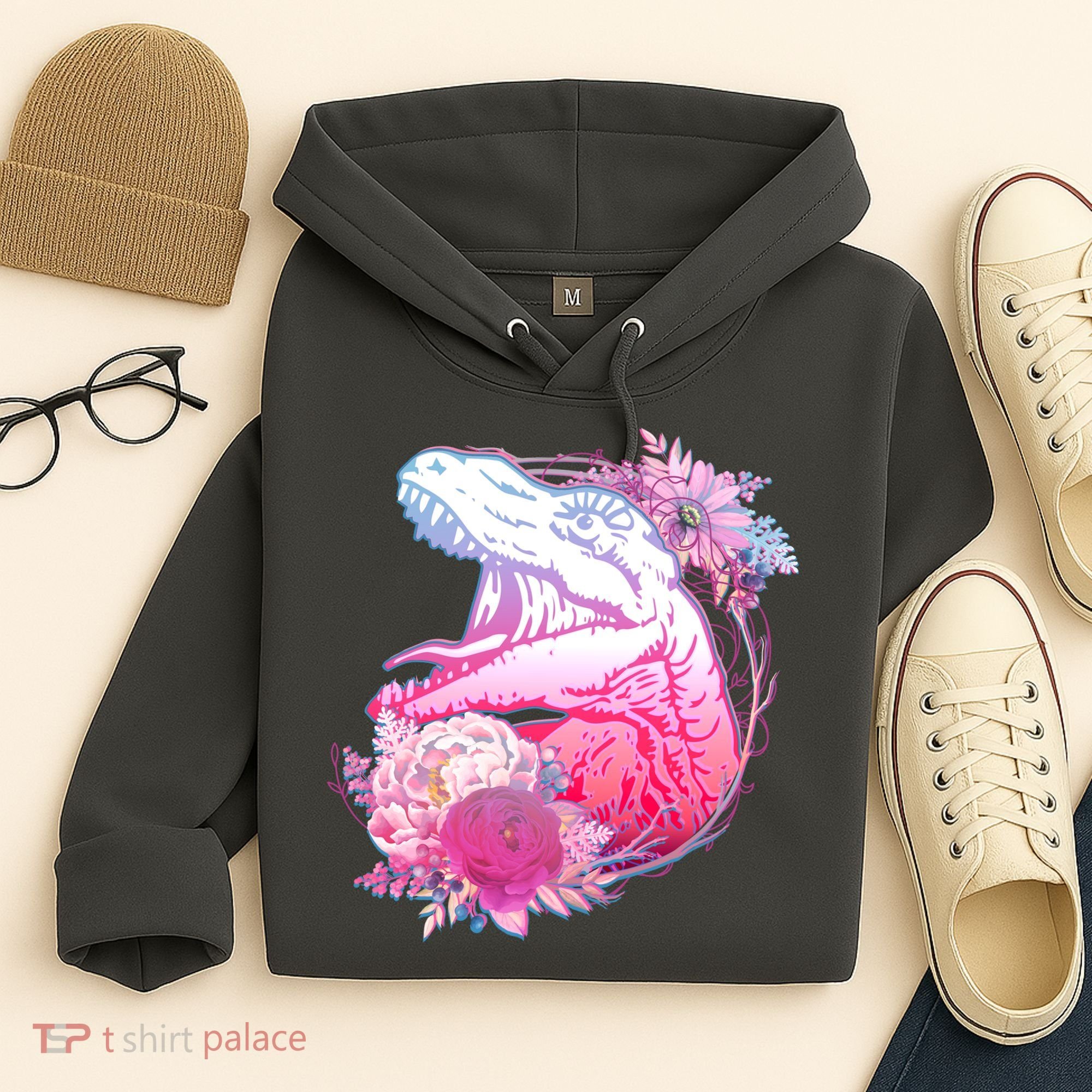 Floral T-Rex Hoodie