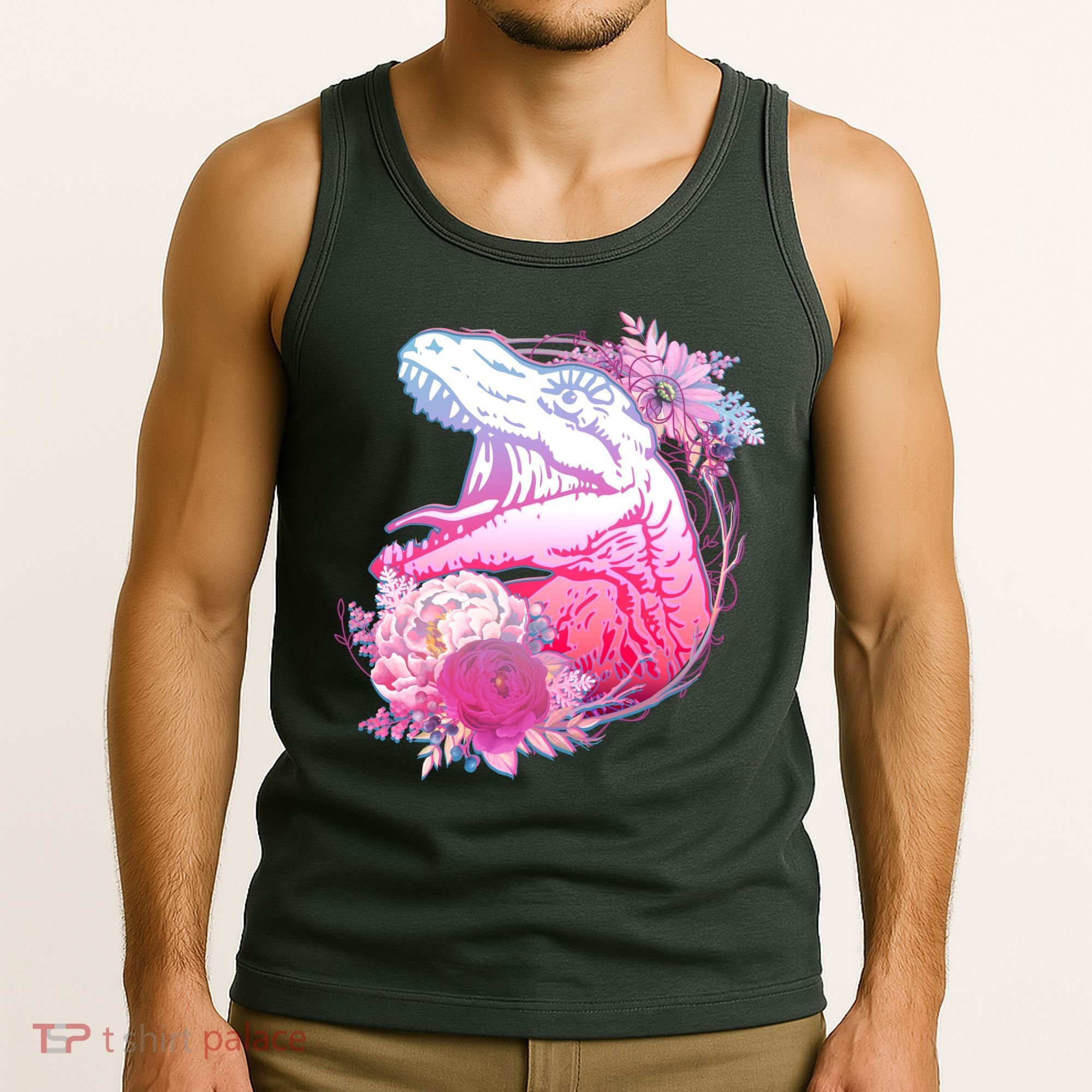 Floral T-Rex Tank Top