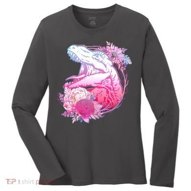 Floral T-Rex Women's Long Sleeve Shirt