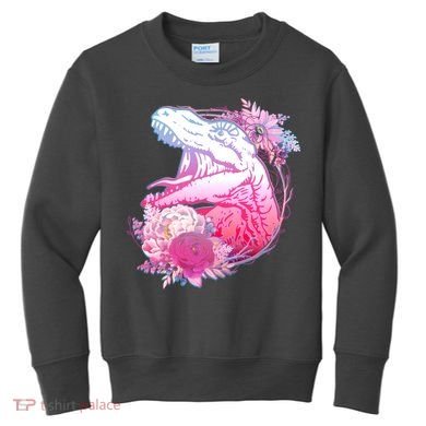 Floral T-Rex Kids Sweatshirt