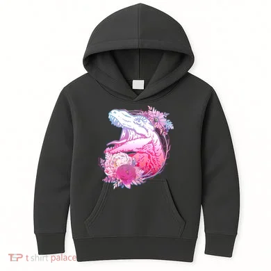 Floral T-Rex Kids Hoodie