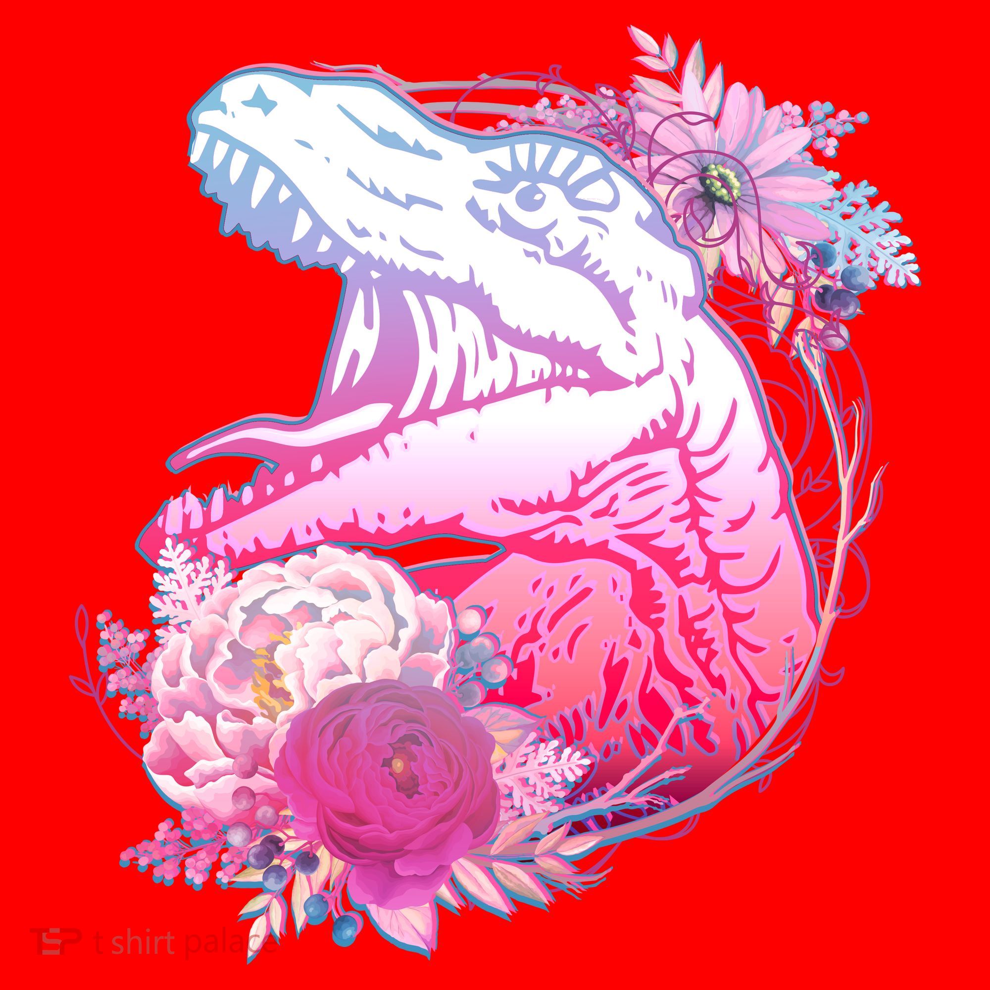 Floral T-Rex Santa Hat