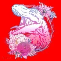 Floral T-Rex Santa Hat thumb 1