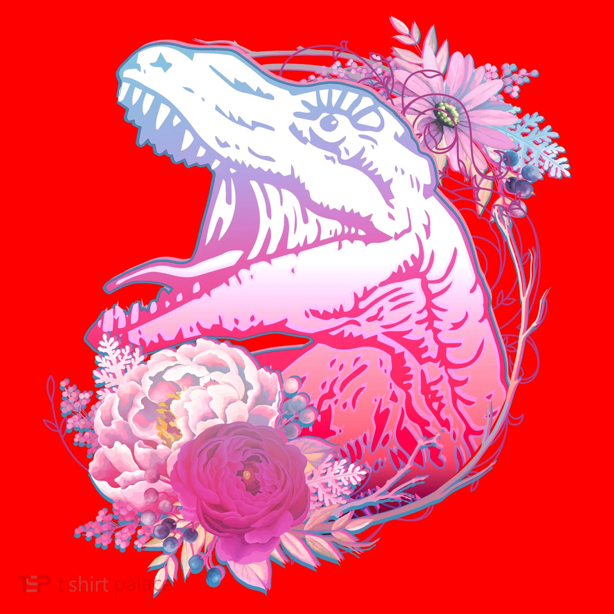 Floral T-Rex Santa Hat
