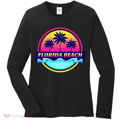 Florida Beach Retro Women's Long Sleeve Shirt
