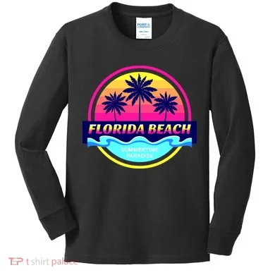 Florida Beach Retro Kids Long Sleeve Shirt