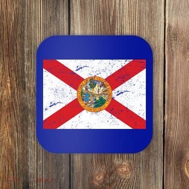 Florida Flag Distressed Vintage Coaster