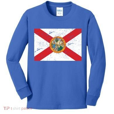 Florida Flag Distressed Vintage Kids Long Sleeve Shirt