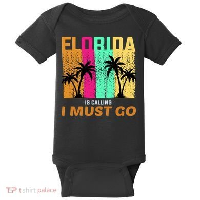 Florida Is Calling I Must Go Vintage Summer Beach Sun Baby Bodysuit