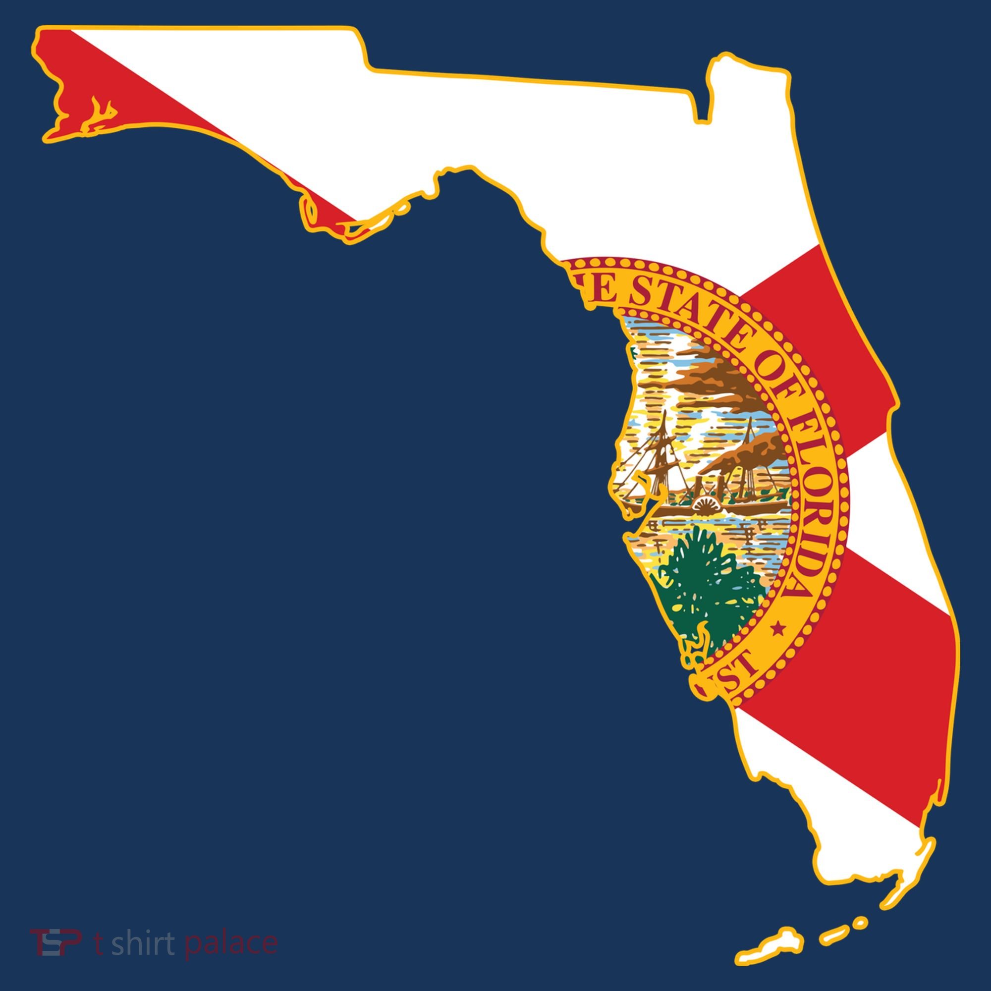 Florida Map State Flag Button