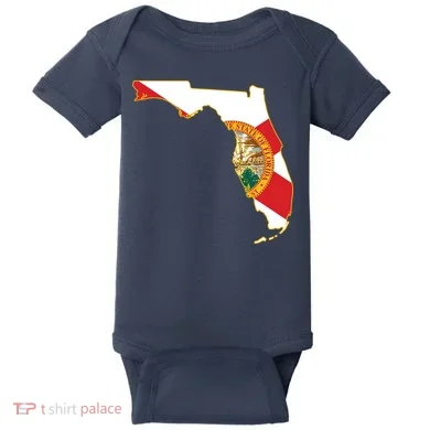 Florida Map State Flag Baby Bodysuit