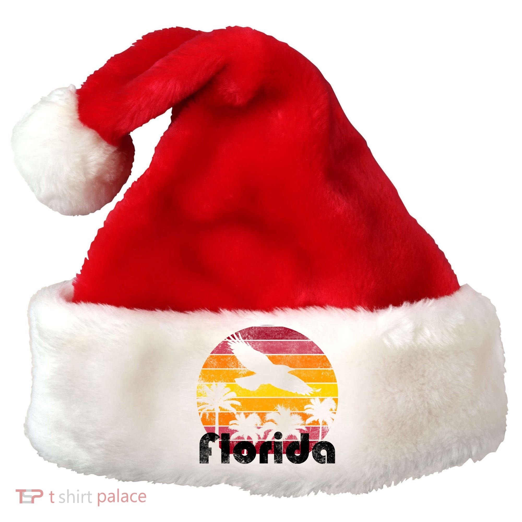 Florida Retro Sunset Santa Hat