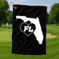 Florida State FL Heart Golf Towel thumb 1