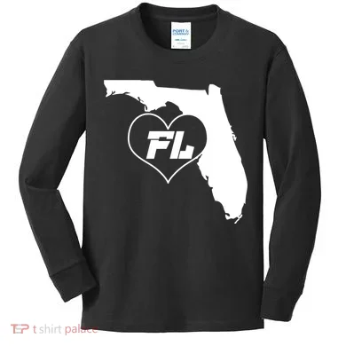 Florida State FL Heart Kids Long Sleeve Shirt