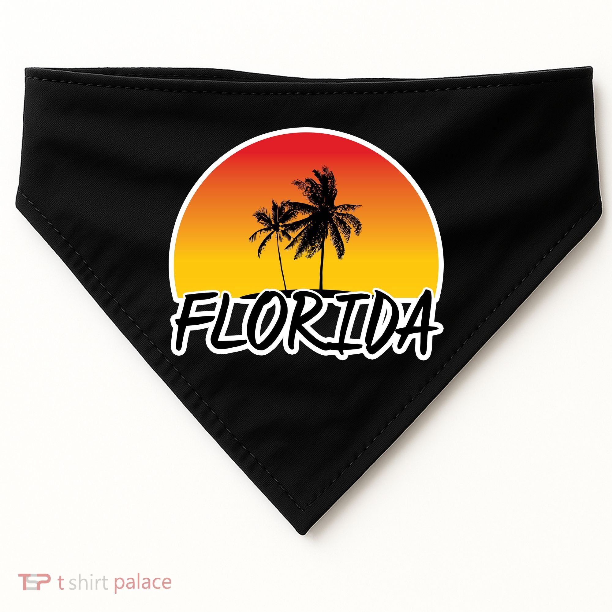Florida Sunset Palm trees  USA-Made Doggie Bandana