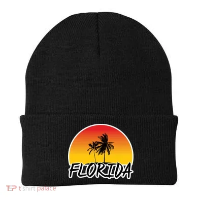 Florida Sunset Palm trees Beanie