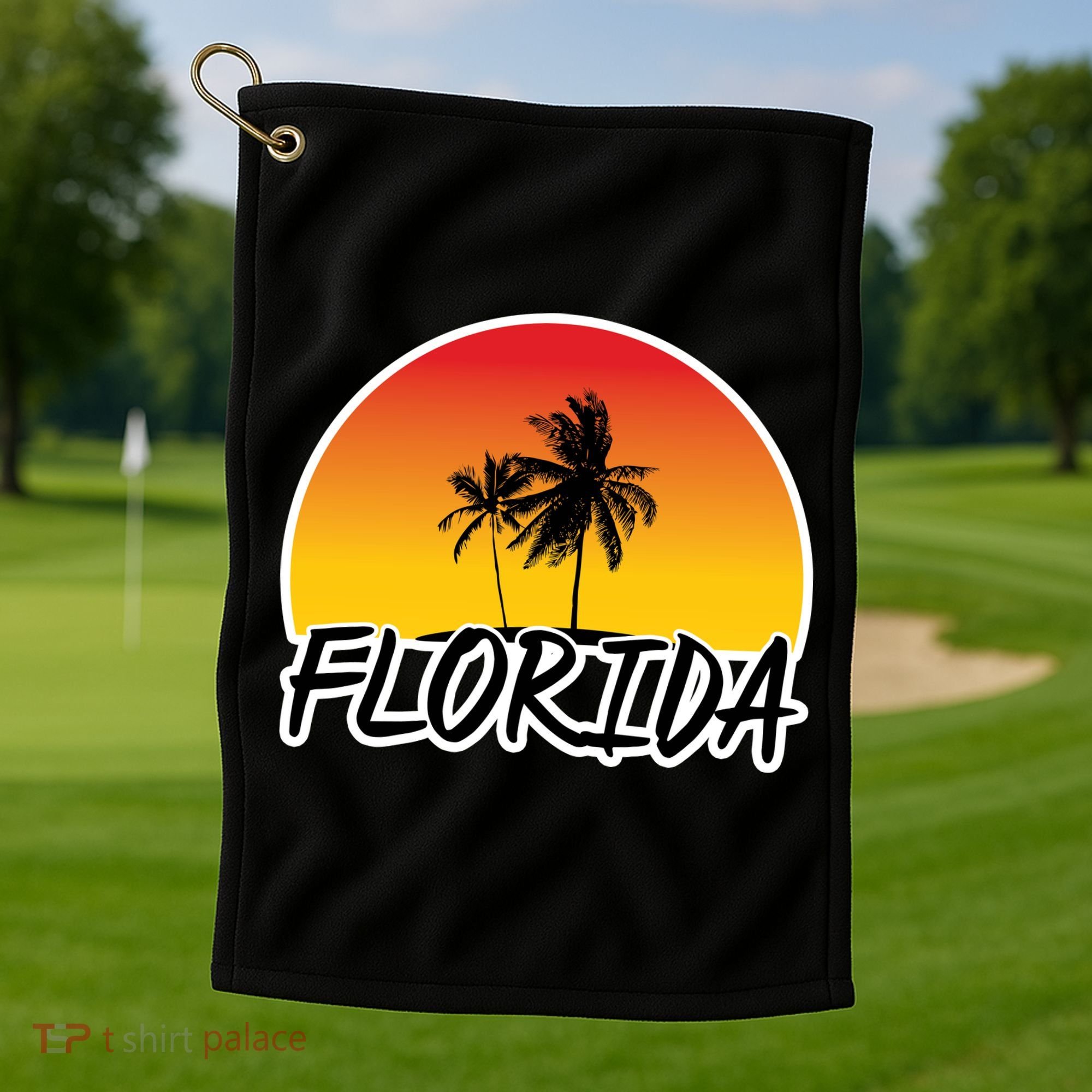 Florida Sunset Palm trees  Golf Towel