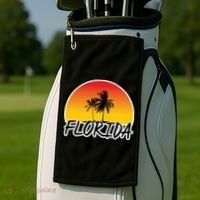 Florida Sunset Palm trees  Golf Towel thumb 2