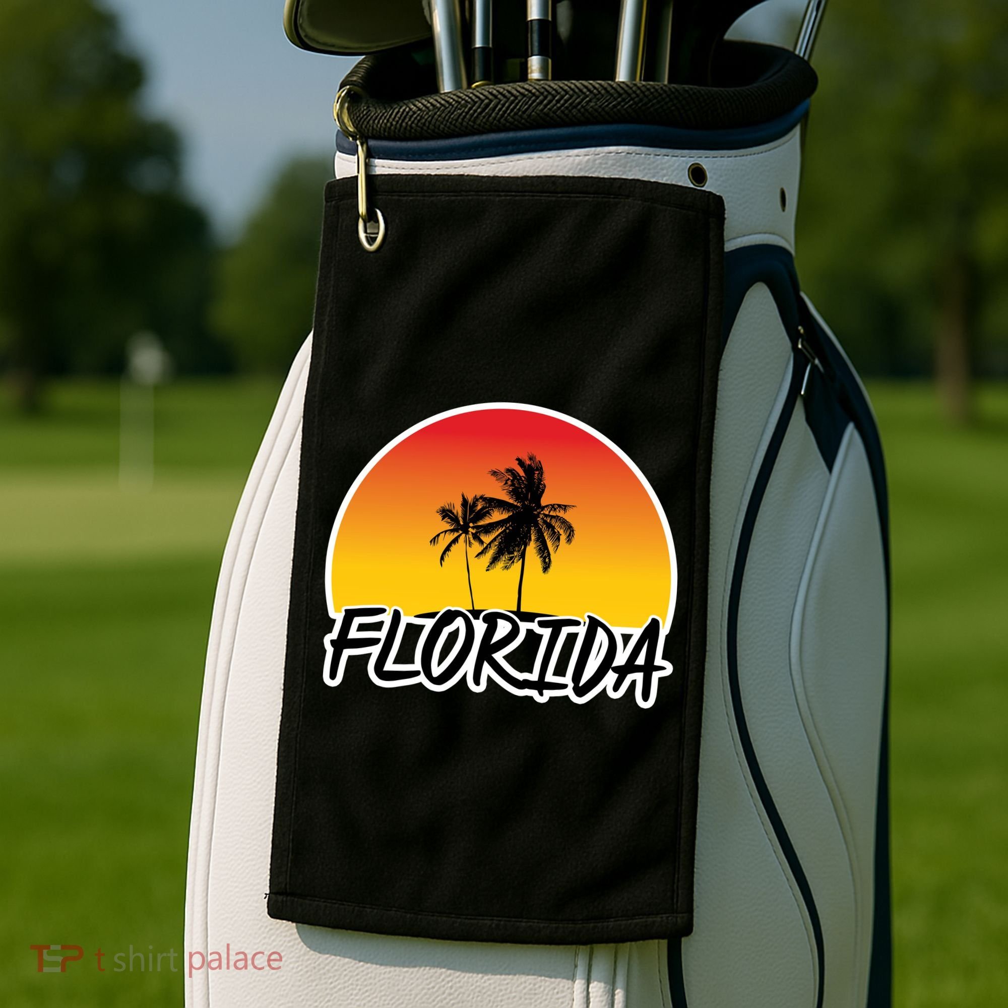 Florida Sunset Palm trees  Golf Towel