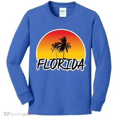 Florida Sunset Palm trees Kids Long Sleeve Shirt