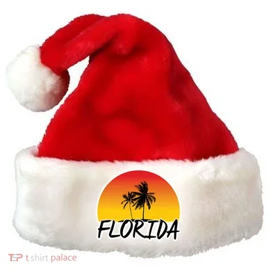 Florida Sunset Palm trees  Santa Hat