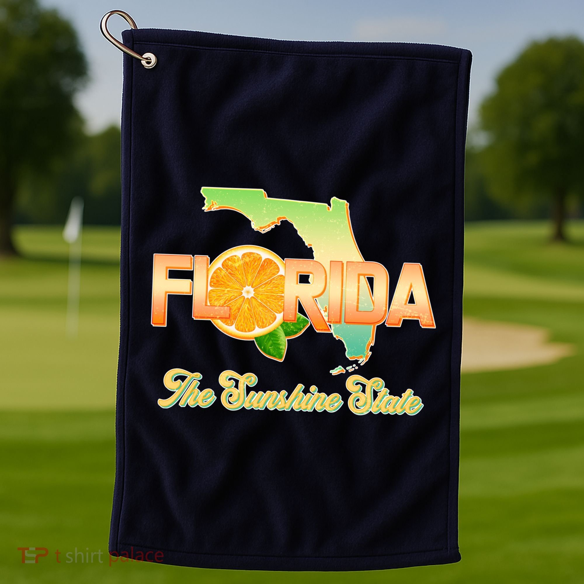 Florida The Sunshine State Orange Logo Golf Towel