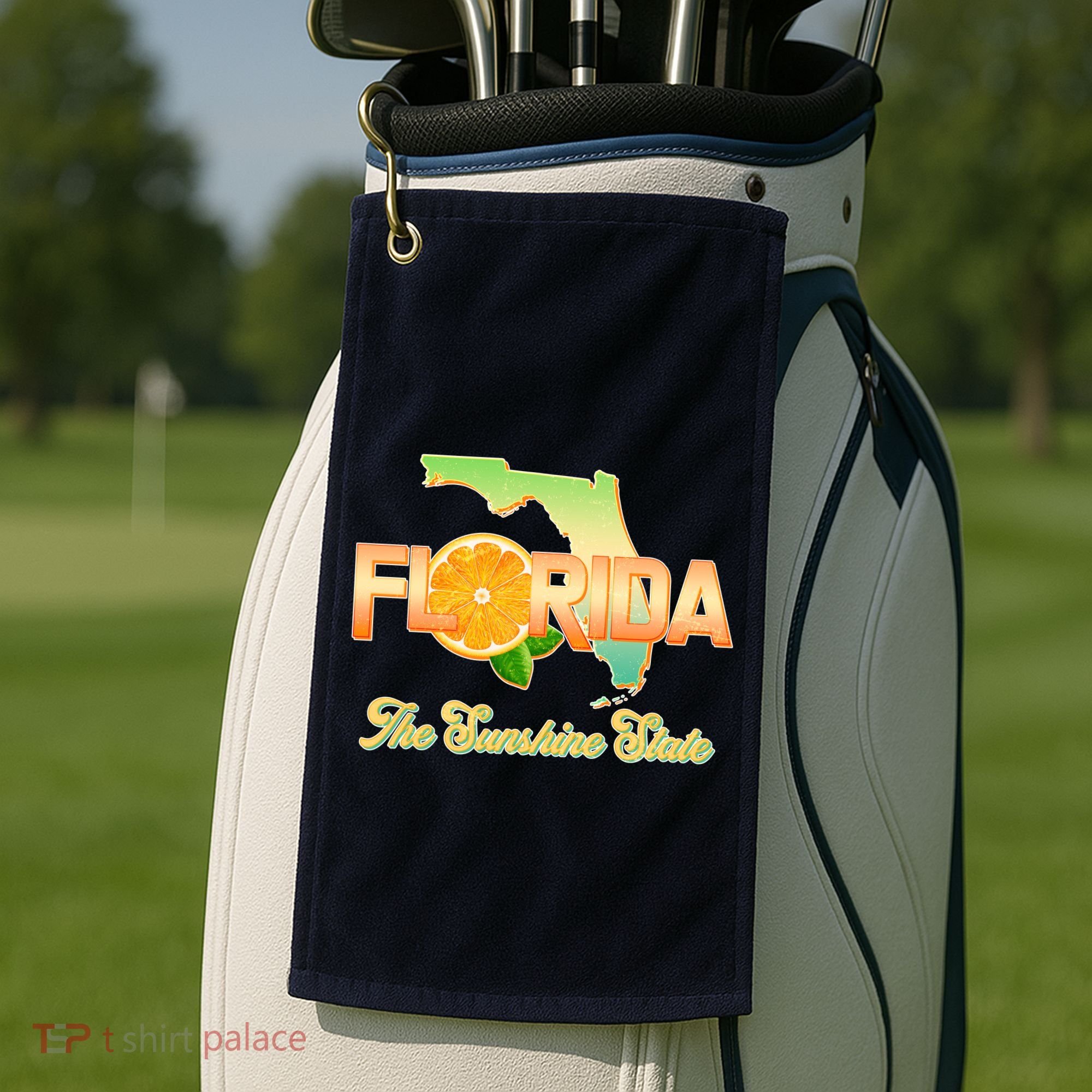 Florida The Sunshine State Orange Logo Golf Towel