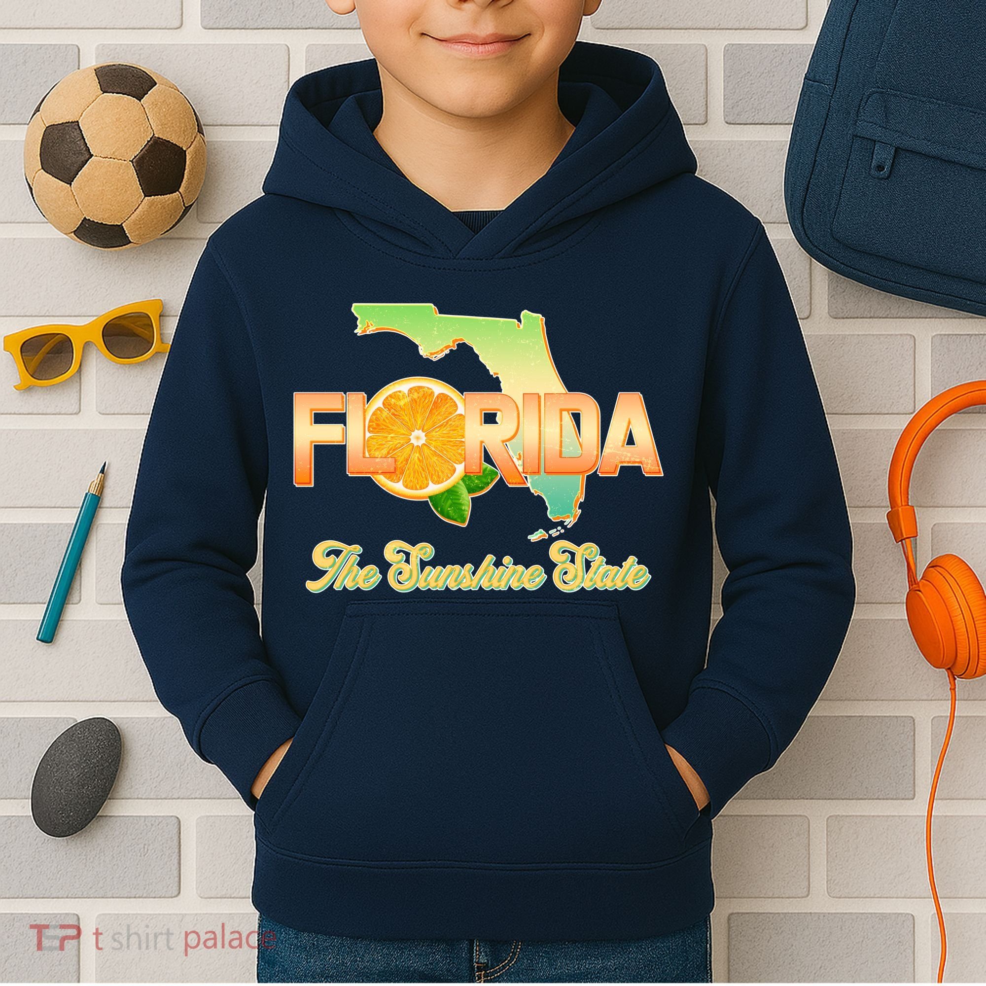 Florida The Sunshine State Orange Logo Kids Hoodie
