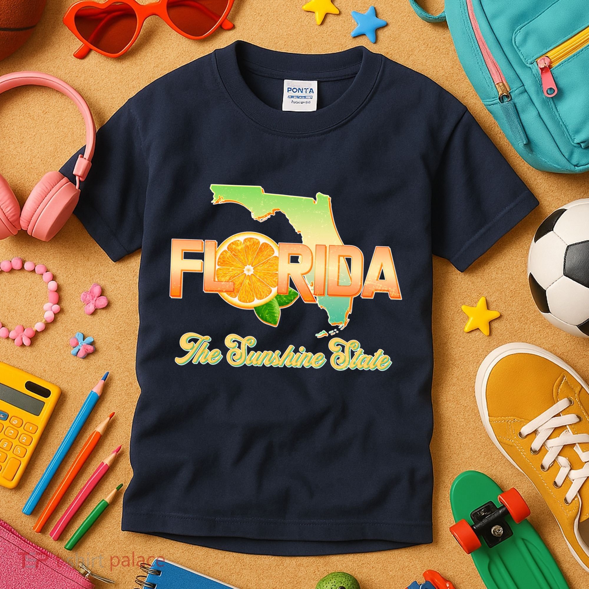 Florida The Sunshine State Orange Logo Kids T-Shirt