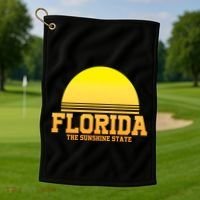 Florida The Sunshine State Retro Sun Golf Towel thumb 1
