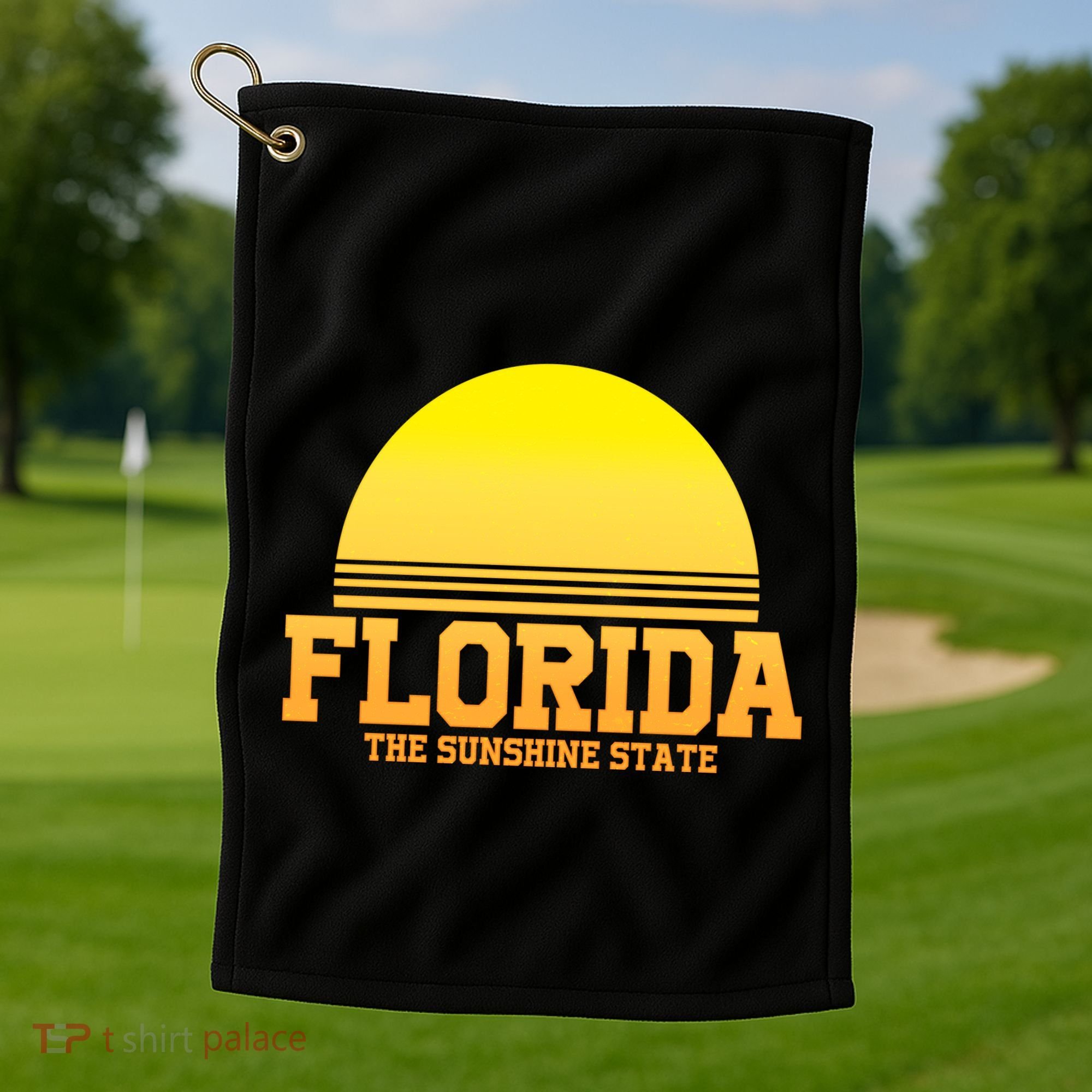 Florida The Sunshine State Retro Sun Golf Towel