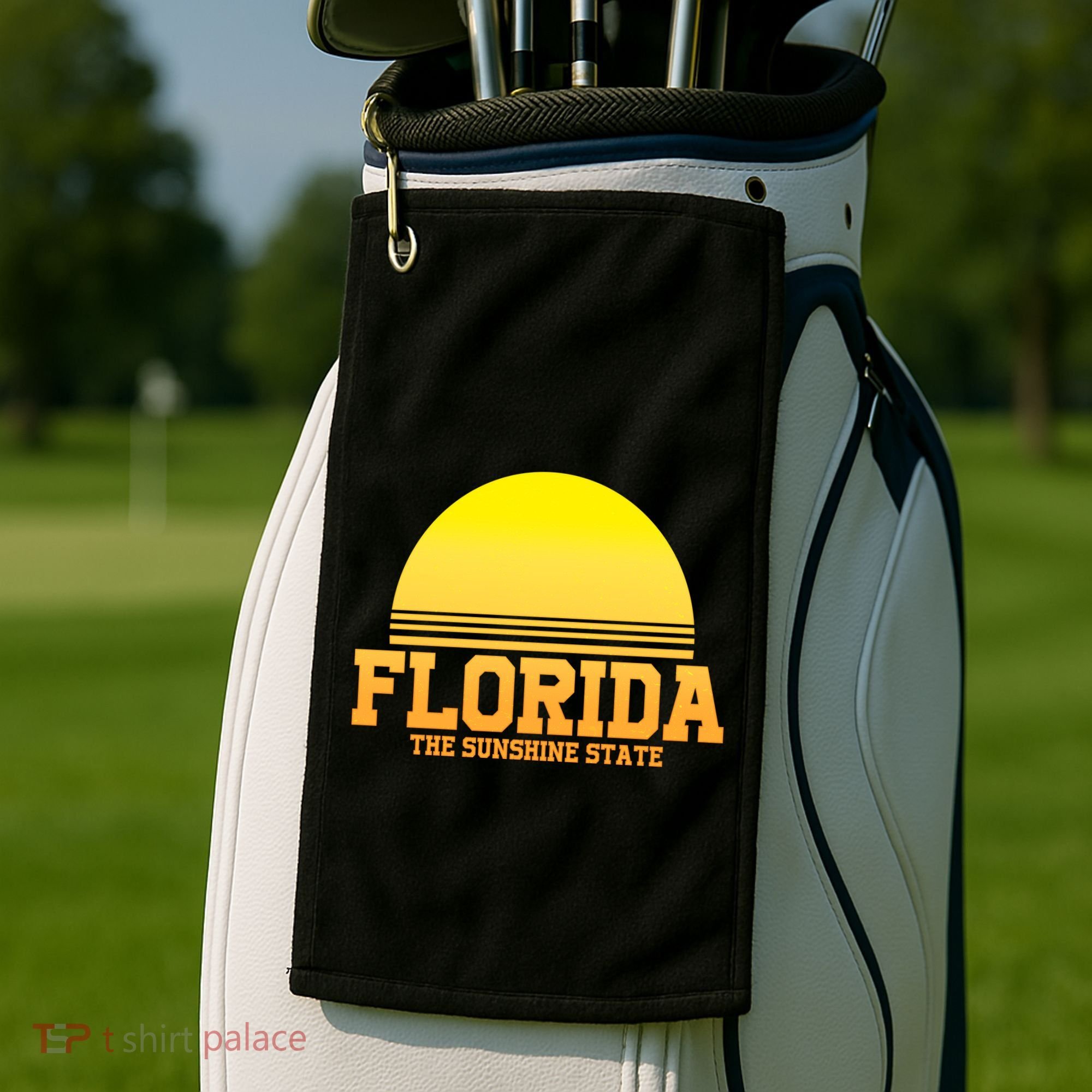 Florida The Sunshine State Retro Sun Golf Towel