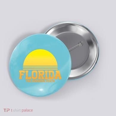 Florida The Sunshine State Retro Sun Button