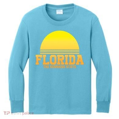 Florida The Sunshine State Retro Sun Kids Long Sleeve Shirt