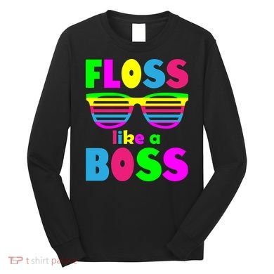 Floss Like A Boss 80's Style Retro Long Sleeve Shirt