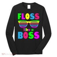 Floss Like A Boss 80's Style Retro Long Sleeve Shirt thumb 0