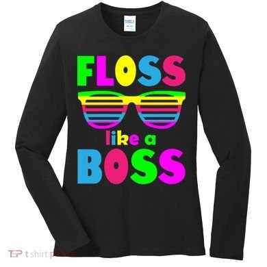 Floss Like A Boss 80's Style Retro Women's Long Sleeve Shirt