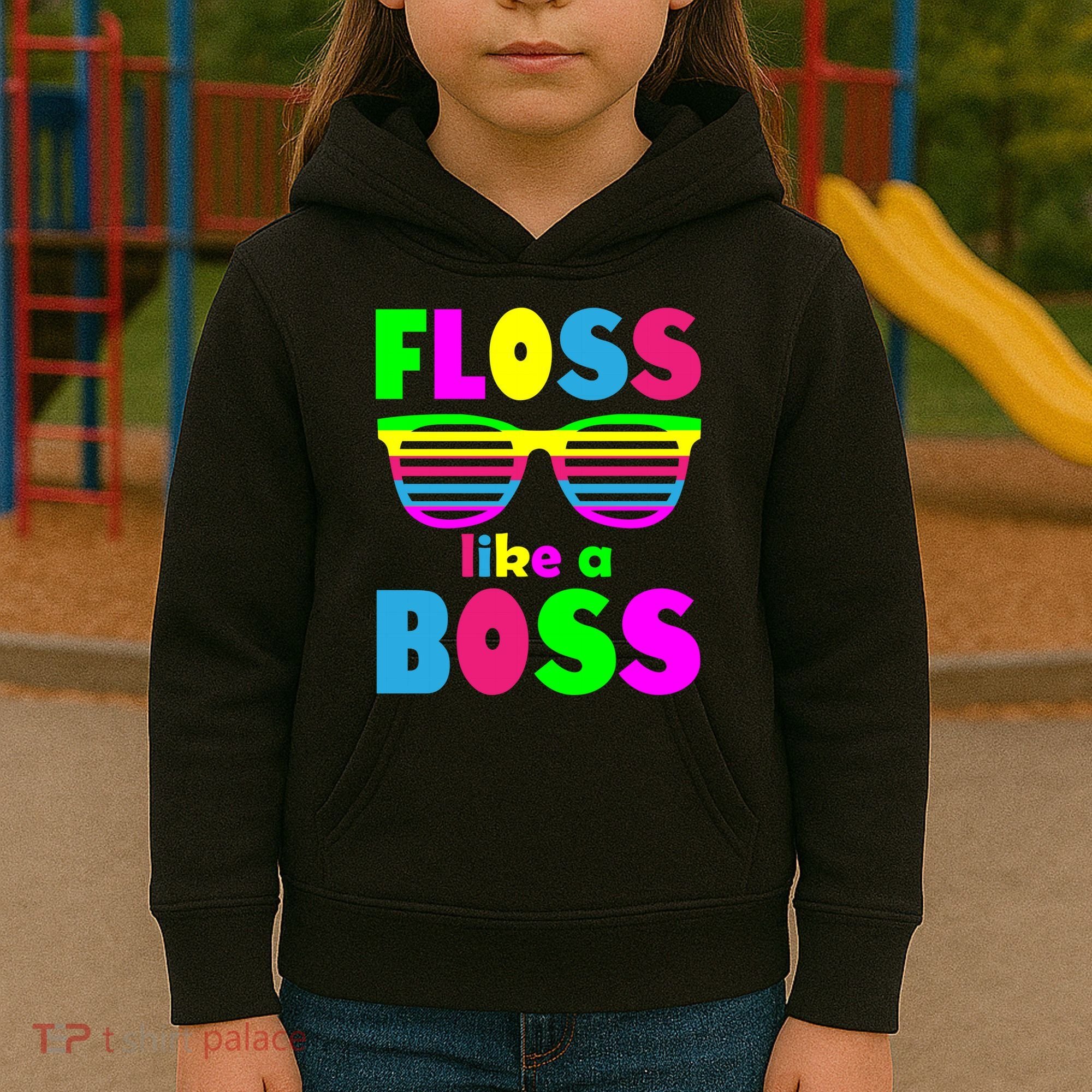 Floss Like A Boss 80's Style Retro Kids Hoodie