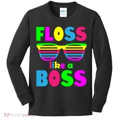 Floss Like A Boss 80's Style Retro Kids Long Sleeve Shirt