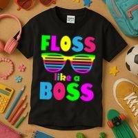 Floss Like A Boss 80's Style Retro Kids T-Shirt thumb 3