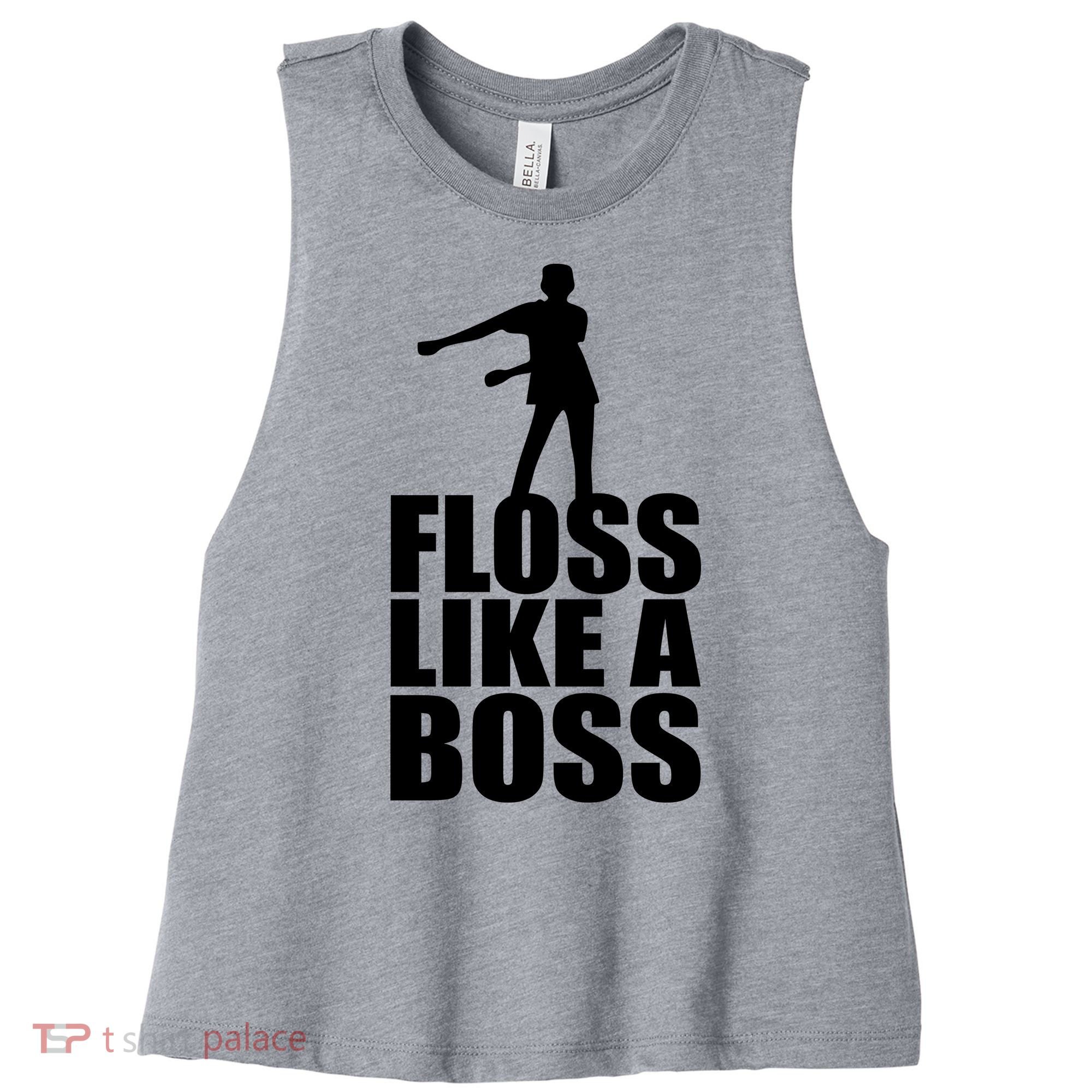 Floss Like A Boss Dance Logo Women's Racerback Cropped Tank