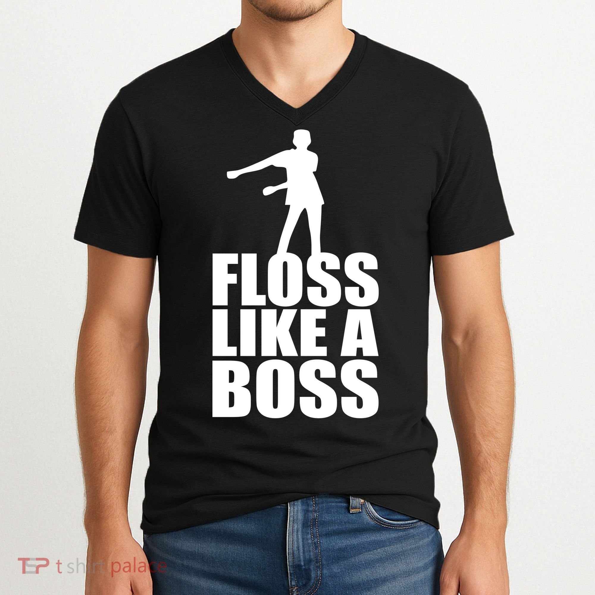Floss Like A Boss Dance Logo V-Neck T-Shirt