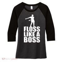 Floss Like A Boss Dance Logo Women's Tri-Blend 3/4-Sleeve Raglan Shirt thumb 0