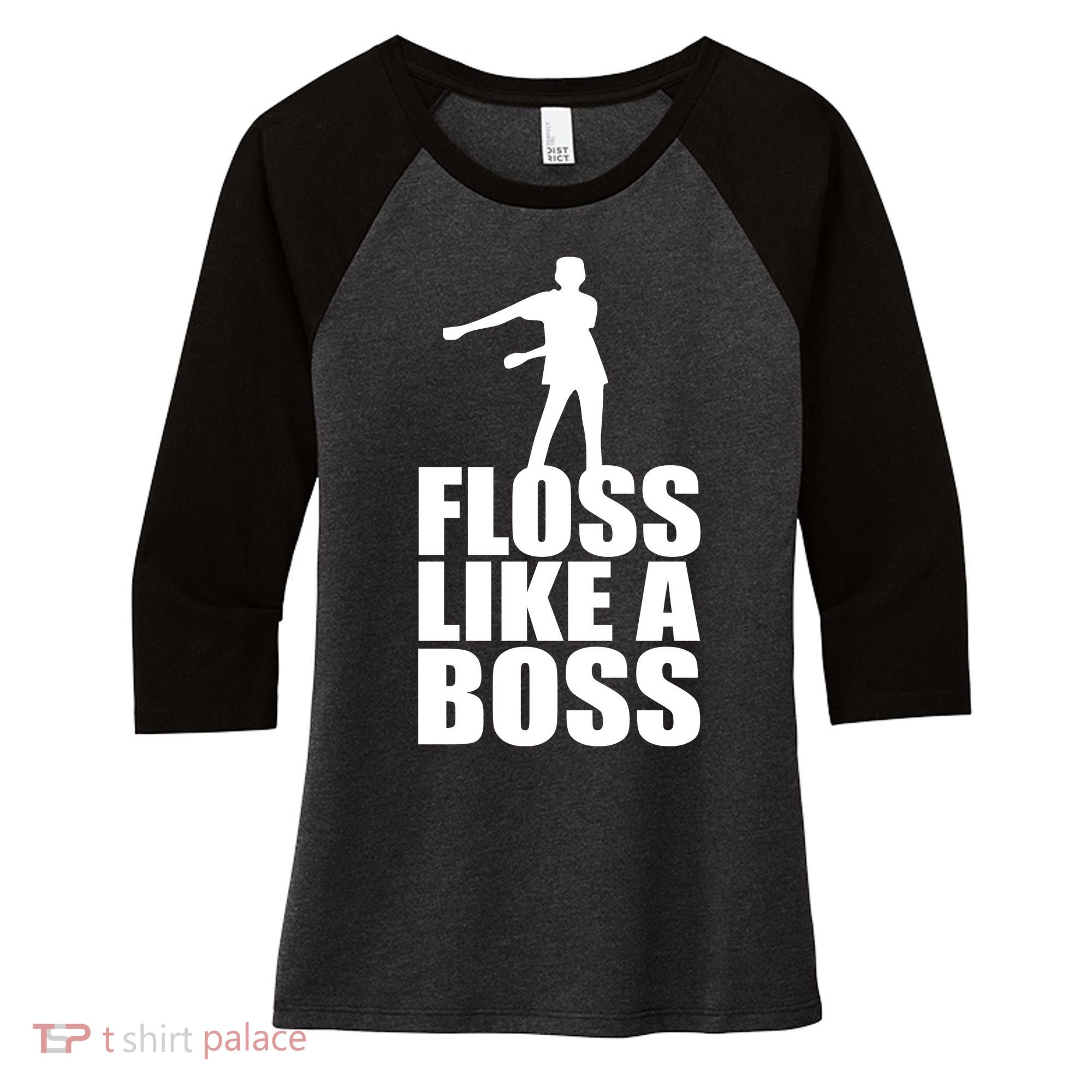 Floss Like A Boss Dance Logo Women's Tri-Blend 3/4-Sleeve Raglan Shirt