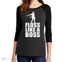 Floss Like A Boss Dance Logo Women's Tri-Blend 3/4-Sleeve Raglan Shirt thumb 2