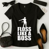 Floss Like A Boss Dance Logo Women's V-Neck T-Shirt thumb 2