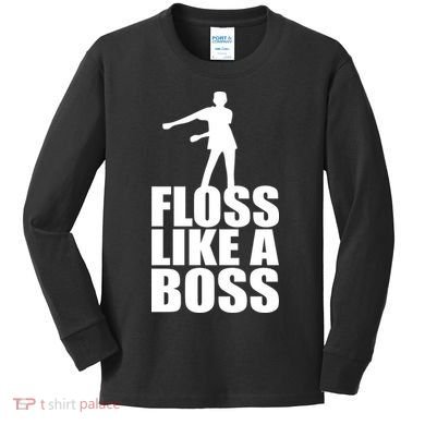 Floss Like A Boss Dance Logo Kids Long Sleeve Shirt
