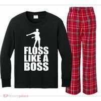 Floss Like A Boss Dance Logo Kids Long Sleeve Plaid Pajama Set thumb 0